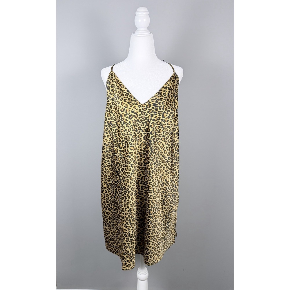 Victoria's Secret Satin Full Slip Chemise Nightgown Leopard Print XXL NWT